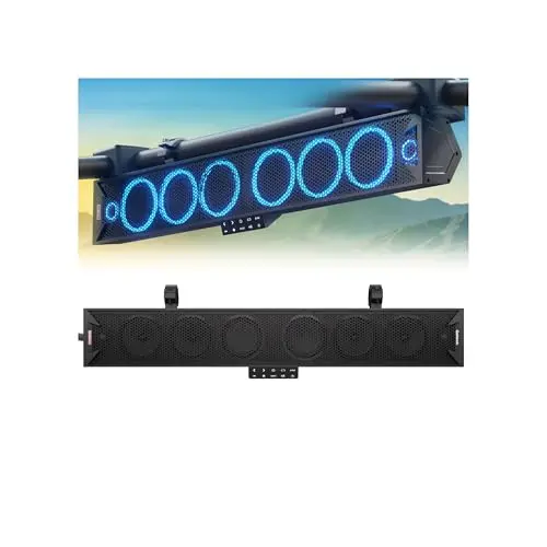 GoHawk 34-inch aluminum UTV sound bar with dual RGB lighting zones