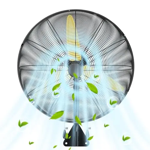 Uthfy 26 inch black and yellow oscillating wall mount fan