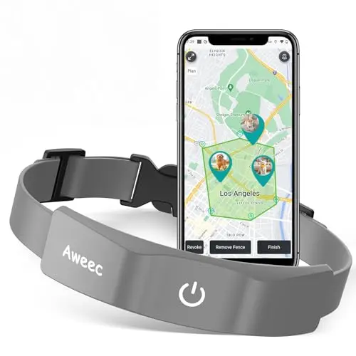 Aweec GPS Wireless Dog Fence with flexible silicone collar and smartphone app interface