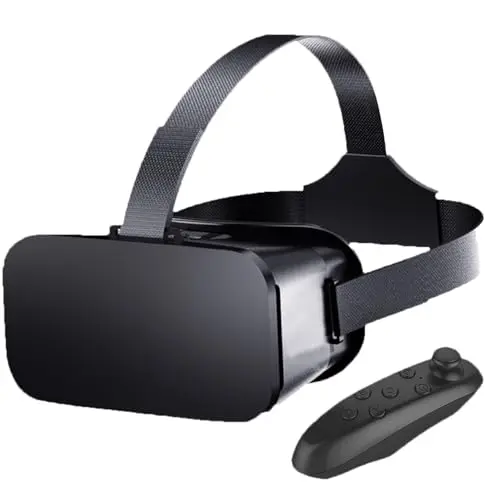 Black VR headset with adjustable lenses and headstrap