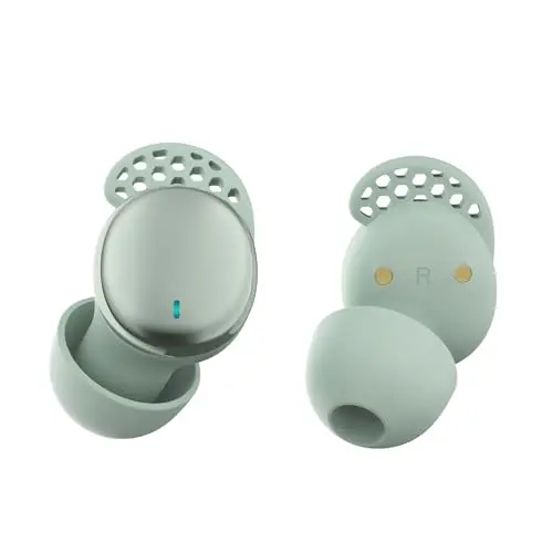 Houlyn mint green sleep earbuds with three sizes of ear tips