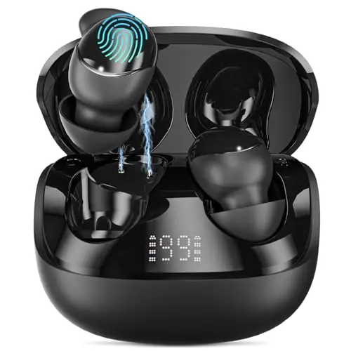 Ertuly T33 black sleep earbuds with charging case